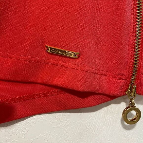 Calvin Klein Sleeveless Red Black Colorblock Top Gold Zipper Size S - Picture 6 of 6